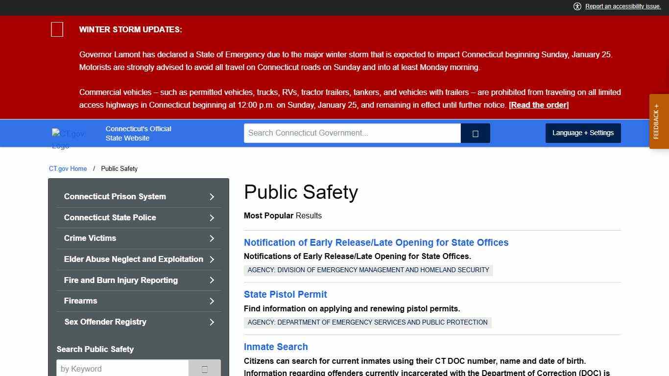 CT.gov: Public Safety